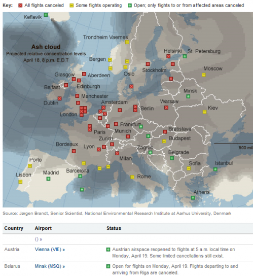 iceland volcano map. New York Times Volcano Map