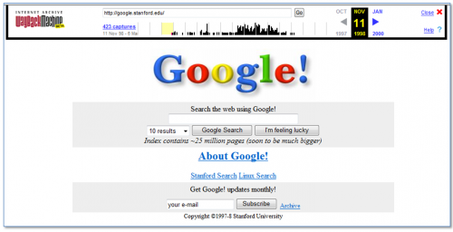 google 1998. Wayback Machine: Google 1998