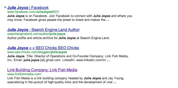 rankings for Julie Joyce in Google In fact most of my business does not 