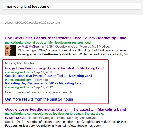 Snapshot of reach result with highlighted SERP feature