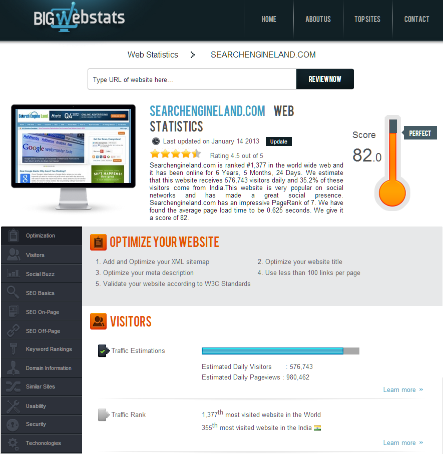 New Tool: BigWebStats Aggregates Website Statistics And SEO Data