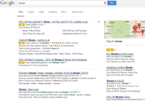 Google yellow ad icon in the UK across devices