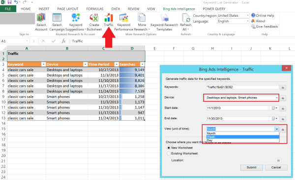 Bing Ads Intelligence Traffic Report