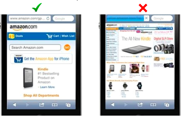 Amazon not mobile optimized website