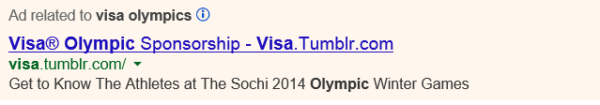 Visa promoting Tumblr on paid search