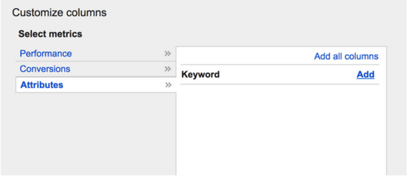 Adding the keyword column on search terms report.