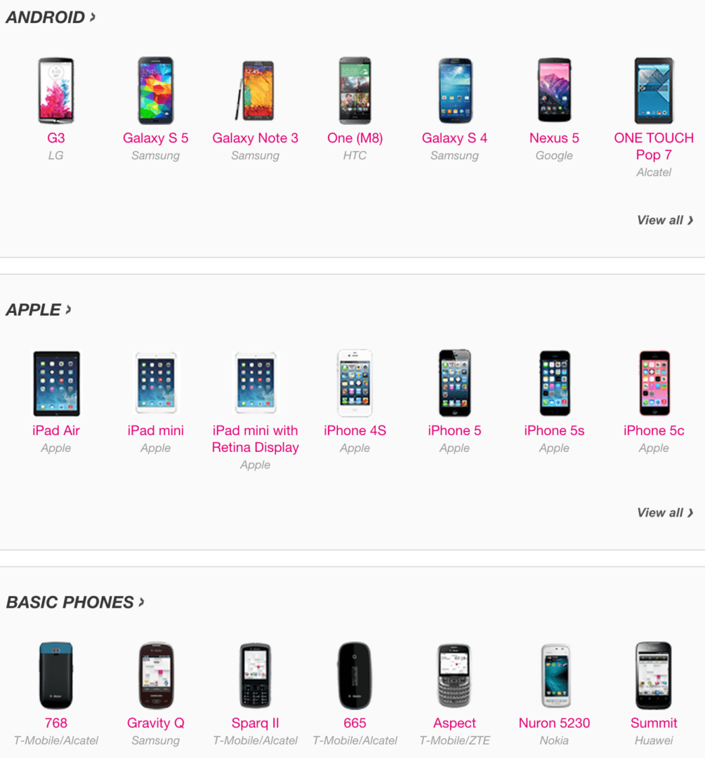 t-mobile phones