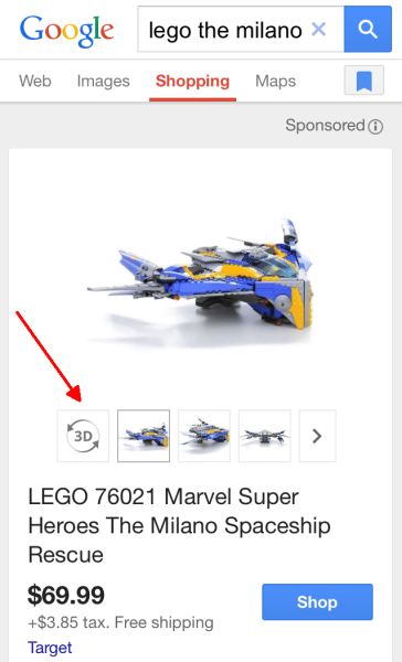 google shopping 3D mobile view black friday