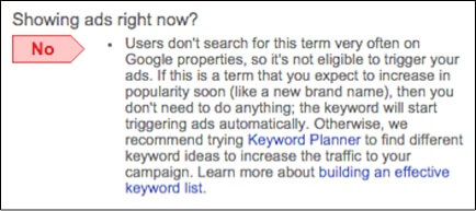 Image of low search volume notice