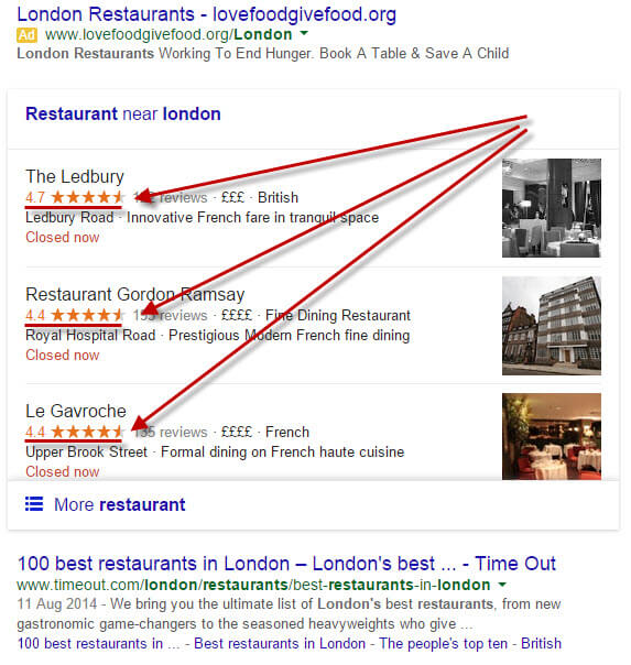 London restaurants search