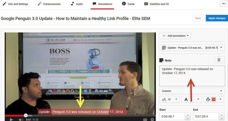 YouTube Video Annotation Optimization