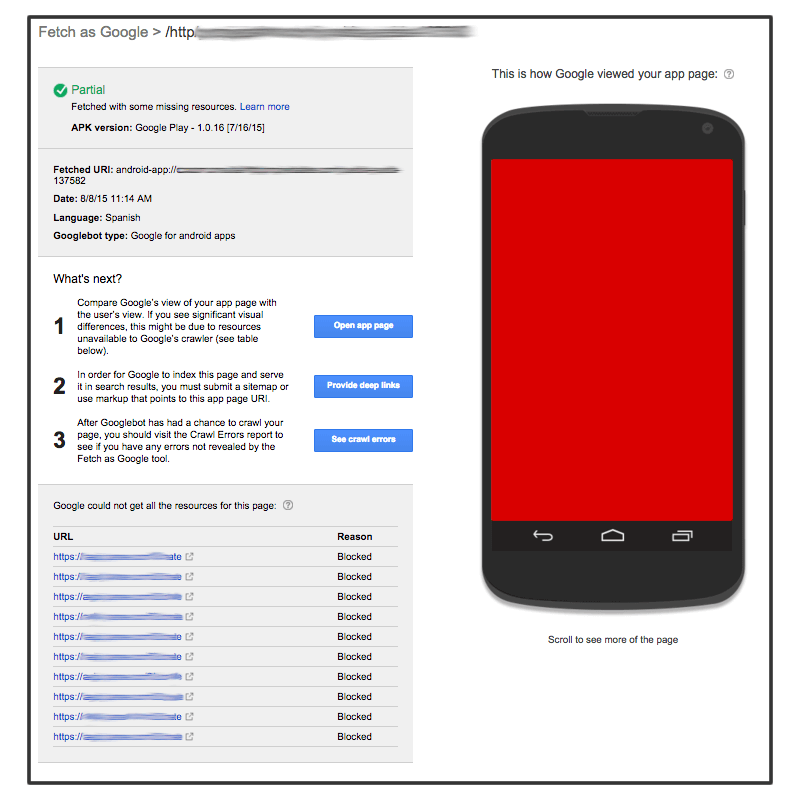 App Indexing Fetching