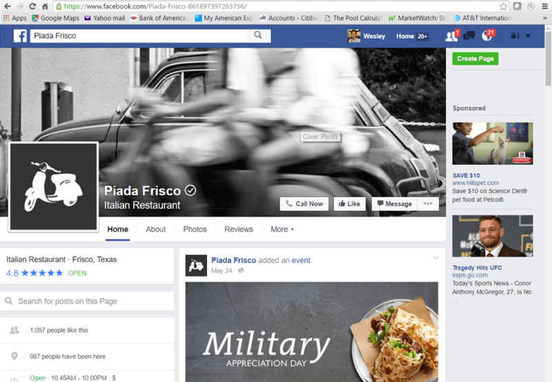 Piada Frisco Facebook page