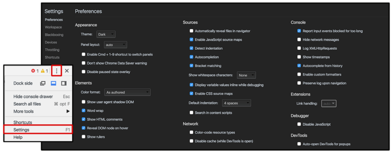 Chrome DevTools Preferences