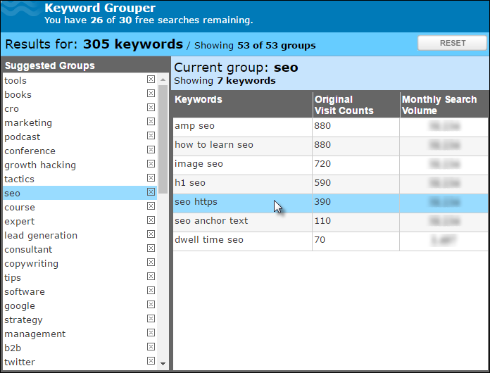 WordStream Keyword Grouper screenshot