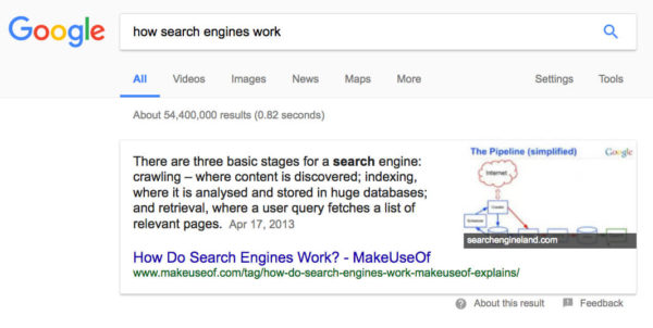 Google Featured Snippet w/ Photo