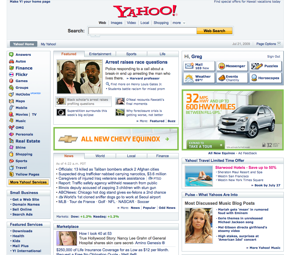 yahoo.com home page