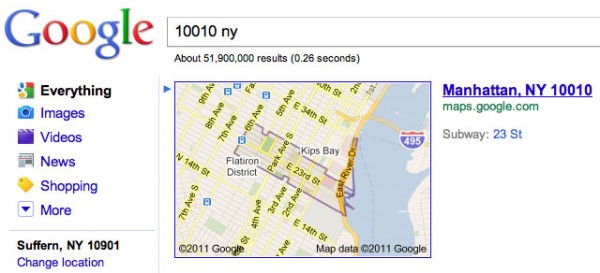 Google Adds Zip Code Outlines To Map One Box