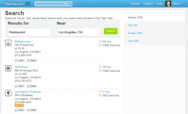 Local Search on Foursquare for Los Angeles Restaurants