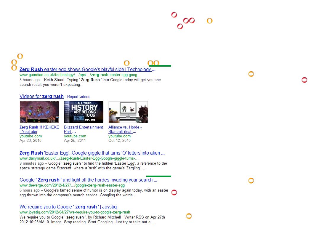 Starcraft Themed Google Easter Egg Zerg Rush Calls An Attack On Your Search Results