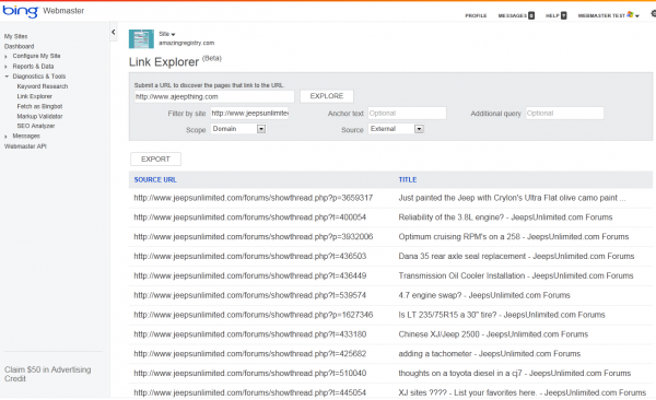 Bing Link Explorer