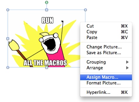 assign a macro to an image in Excel