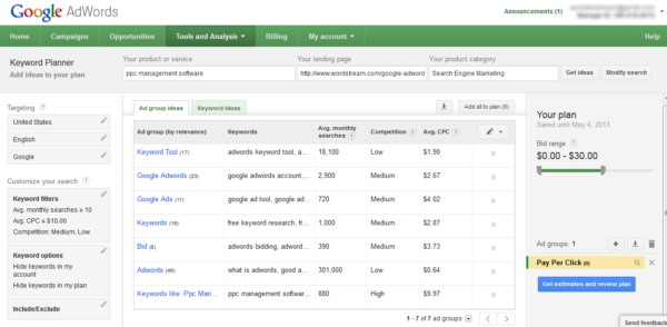 How To Use The Keyword Planner The New Keyword Tool From Google Adwords