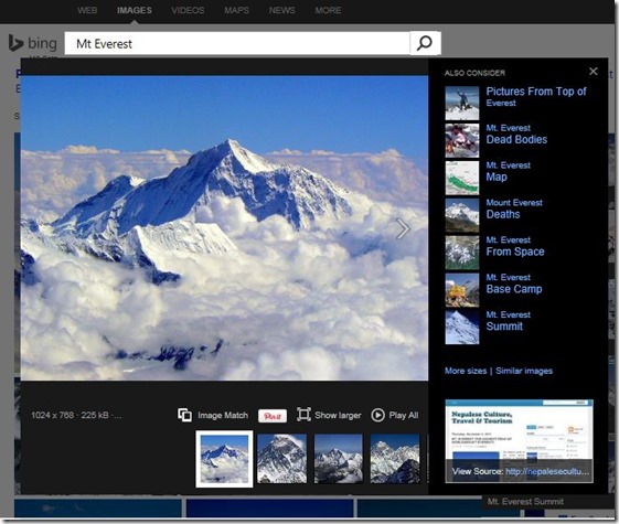 Bing's New "Image Match" Button Helps Locate Images Of Varying