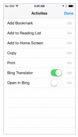 Bing translate option