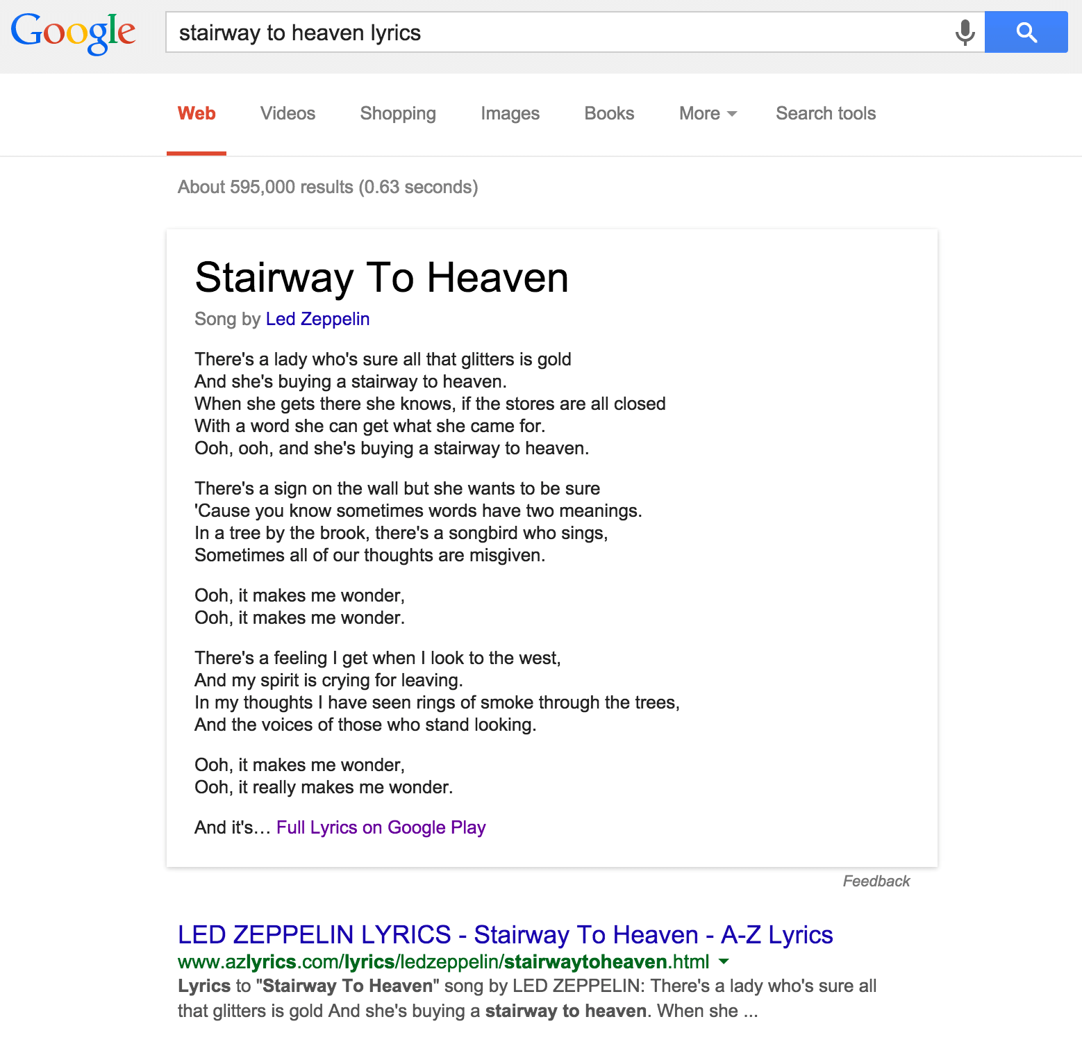 Official Google Provides Song Lyrics In Search Results With