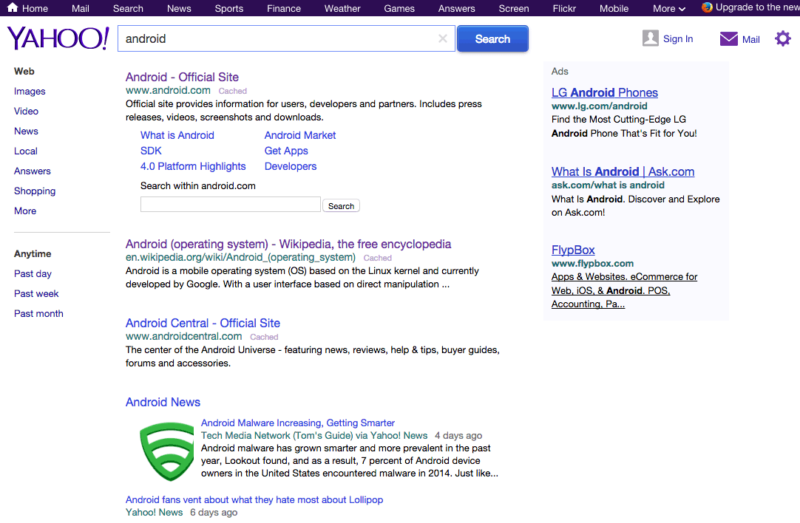 Yahoo Search Testing Google's Search Results Design?