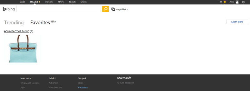 Bing Image Favorites