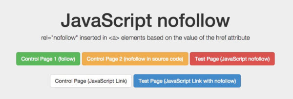 Our nofollow test isolating source code vs DOM generated annotations.