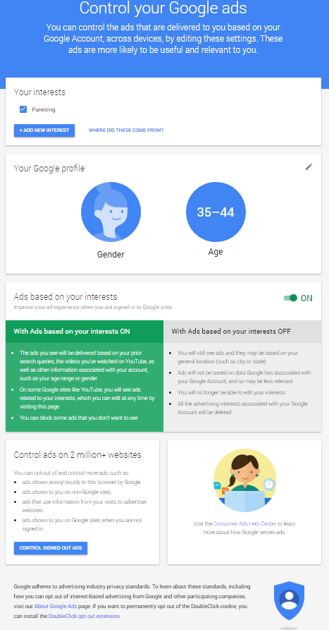 Google Updates User Ads Settings When Signed In Or Out