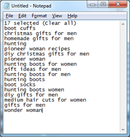 Notepad keywords