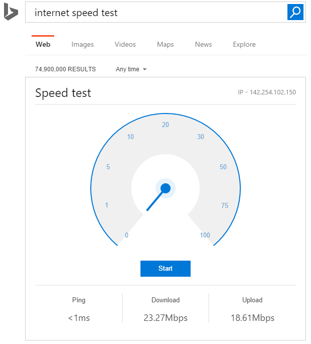 Bing Adds An Internet Speed Test Tool To The Search Results