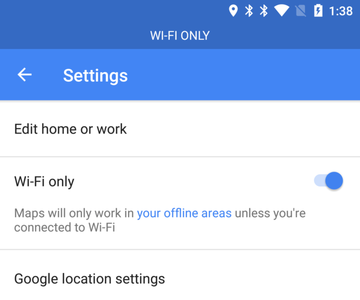 Google Maps For Android To Add Wifi Only Mode