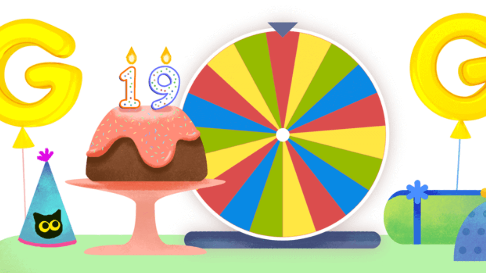 Google marks its 19th birthday with a 'Google birthday surprise spinner' doodle ...1920 x 1080