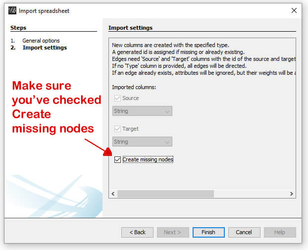 Import edges into Gephi