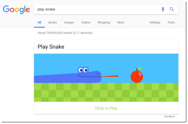 Google Easter egg: snake