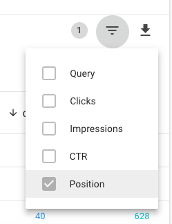 GSC Performance Table Filters