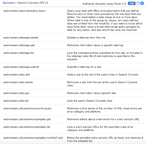 GSC API v3 Methods