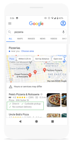 Google Service Attributes for Local Campaigns