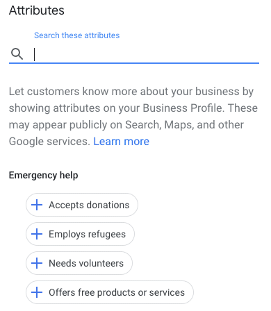 Google Emergency Help Attributes