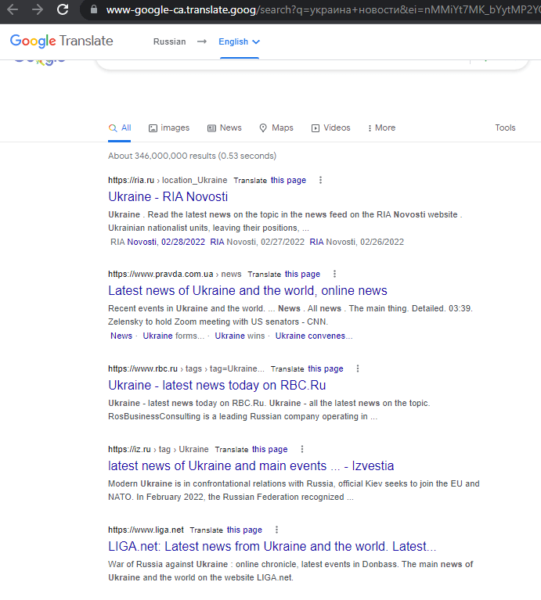 google search results ukraine news