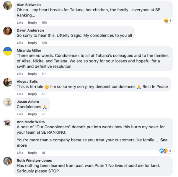 tatiana perebeinis facebook comments