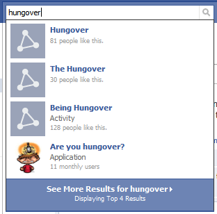 Hungover Search On Facebook