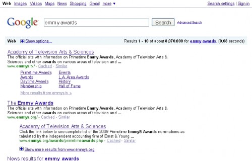 Google Emmy Awards Search