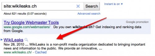 Site Wikileaks.ch Google Search