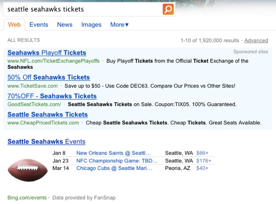 Bing Adds FanSnap Ticket Inventory Into Search Results